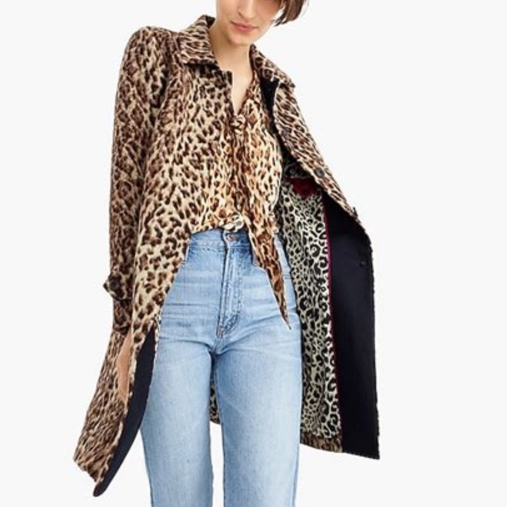 J.Crew Double Leopard Topcoat